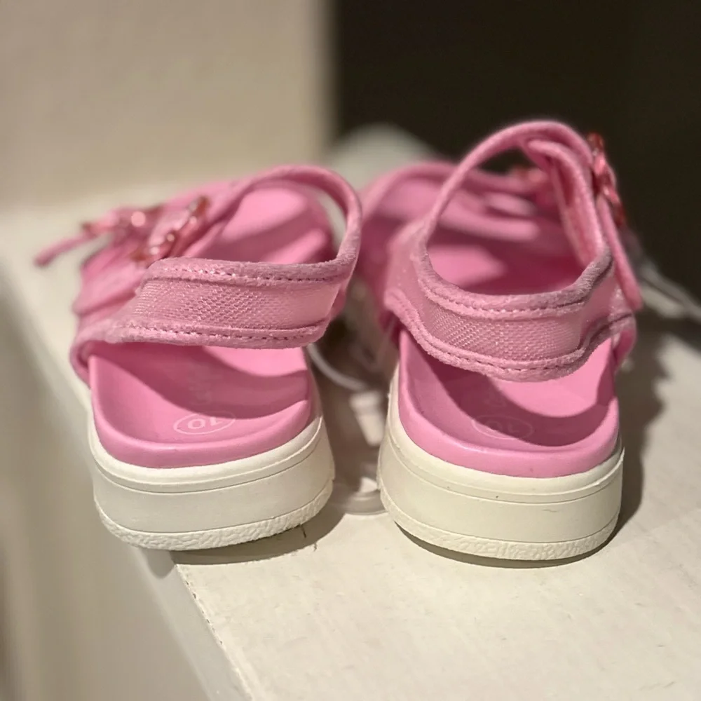 NEW Girls Toddler Riley Mesh Footbed Sandals Pink - Cat & Jack Size 10